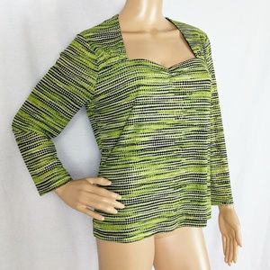 Anne Klein Green 3/4 Sleeve Career Knit Top